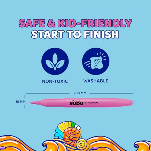 Image of Fevicryl YUDU Brush Pens | Set of 14 Colours | Water-Based, Quick-Drying & Washable | Flexible tip for Calligraphy & Journalling | Ergonomic Design for Kids | Ideal Gift for Kids