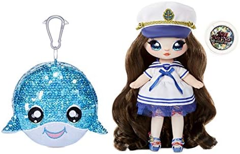 Na! Na! Na! Surprise 2-in-1 Fashion Doll and Sparkly Sequined Purse Sparkle Series – Sailor Blu, 7.5" Sailor Doll , Blue ( Packaging May Vary )