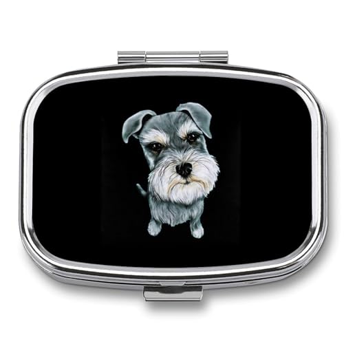 ピルケース 薬ケース シュナウザー 可愛い 犬 小物入れパーツボックス携帯サプリメントケース 薬入れ 薬箱 コンパクト 金属 持ち運びに便利 小型 薄型 飲み忘れ防止 薬収納ケース サプリケース ガムケース くすりいれケース ドラッグ箱 ミニ薬箱 四角いケ