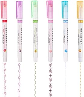ZORRA 6PCS Highlighters Pens, 6 Colors Flair Pens Curve Highlighter Pen Set, Highlighters Flair Pens That Make Patterns for Writing Drawing Office School Supplies