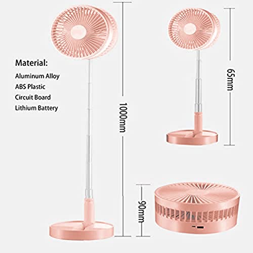 Xlsbz Portable Fan Rechargeable, Stand & Table Fan Folding Telescopic & Adjustable Height For Office Home Outdoor Camping With Remote (Pink) #TOP7