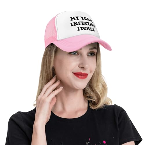 Image of My Yeast Infection Itches Trucker Hat Funny Baseball Caps Adjustable Fishing Hats for Men Women Black