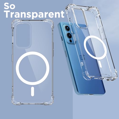 Image of Pikkme Back Cover for OnePlus 9 Mag-Safe Shockproof PC + TPU Protective Case Magnetic Support Bumper Case (Transparent Mag-Safe)