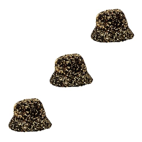 Chapeau de pêcheur à sequins dorés FOMIYES x3 pour costume de fête