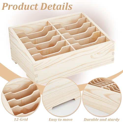 BENECREAT 12-Grid Wooden Cell Phone Holder, Multifunctional Mobile Phone Organiser - Image 4