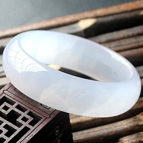 Bracelet en jade véritable et agate blanche glacée de qualité prestige