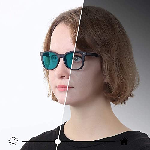 Image of YEIN Blue Light Blocking Glasses, Photochromic Blue Sunglasses, Computer Reading Glasses, TV Glasses for Women /Men(Navy,+2.25 Magnification)