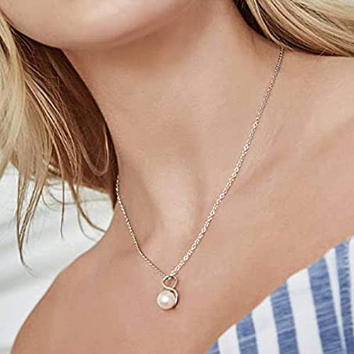 Pearl Pendant Necklace For Women Sterling Silver Necklace, Single Freshwater Cultured Pearl Pendant Necklace Jewelry Gifts For Christmas Valentines Anniversary Birthday Wedding Celebration Occasion #TOP4