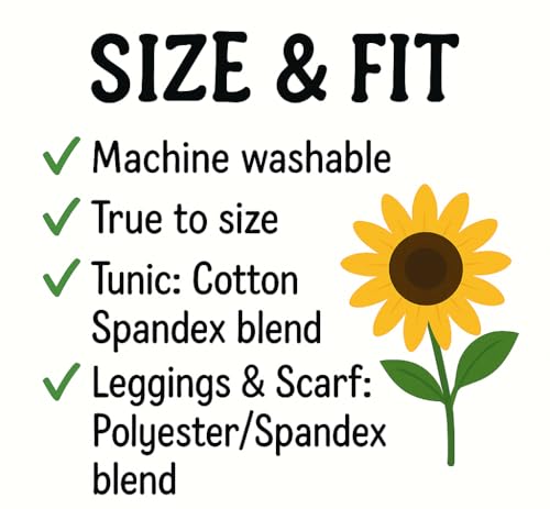 Image of Unique Baby Girls Kids Toddler 3pc Outfit Set Long Sleeve Cotton Blend Tunic Top Leggings and Scarf
