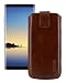 Produktbild Suncase Original Etui Tasche kompatibel mit Samsung Galaxy Note 8 mit ZUSÄTZLICHER Hülle/Schale/Bumper *Lasche mit Rückzugfunktion Handytasche Ledertasche Schutzhülle Case in Mocca braun