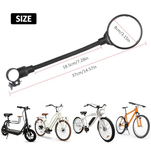 Bike Mirrors,360° Rotatable Bicycle Handlebar Mirrors,Wide Angle Rear View Mirrors,Adjustable Bike Mirrors,1 Pair - Image 2
