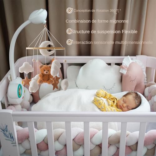 Mobile de lit bébé rotation 360 Teksome pour apaiser le coucher