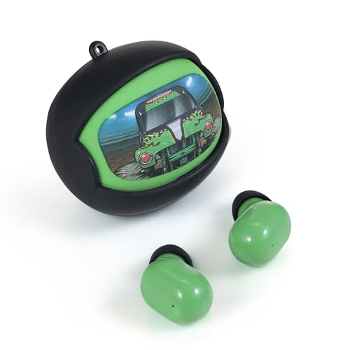 Image of Monster Jam - Wireless Earbuds, True Wireless Bluetooth Earbuds, in-Ear Headphones with Active Noise Cancelling and Charging Case (Grave Digger)