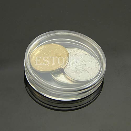 Contenedor para monedas 10 unidades 35mm plástico transparente miniatura 3