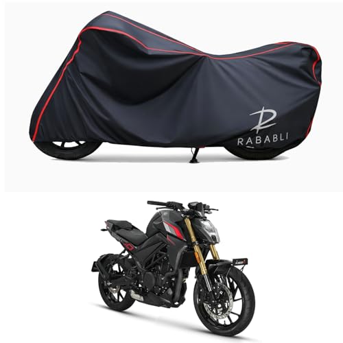 Image of Waterproof Bike Body Cover Compatible for | Keeway K300 N Matte | Taffeta Fabric, Red Piping Design, Bottom Elastic Fit | Dustproof, Sun UV & Rain Protection for All Bikes