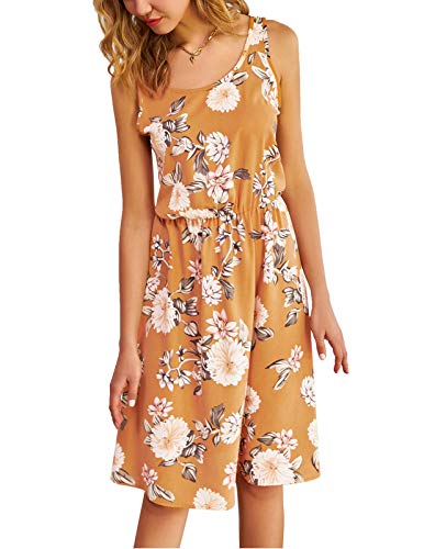 Casual Summer Floral Tunic Sundress Knee Length Pattern Party Dress Size XL