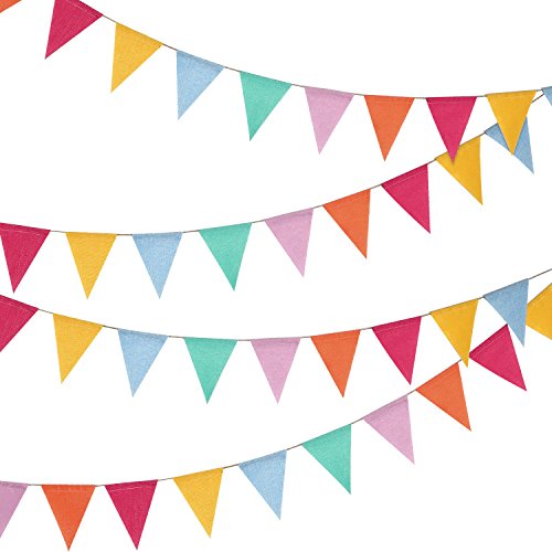 24 Pieces Colorful Pennant Flags Banner Imitated Burlap Bunting Banner Pastel Decor Fabric Triangle  - //coolthings.us
