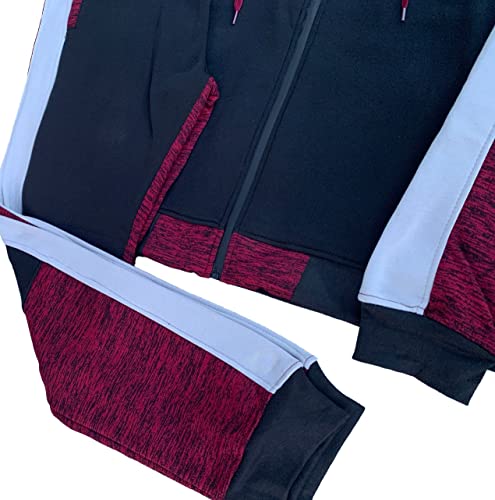 Mens' Jogger Sweatsuit 2-Piece Color Block Sweat jacket Sweatpants Fleece suit3