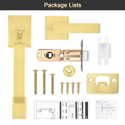 Brotima Gold Front Door Handle Set, Single Cylinder Front Door Handle Only, Gold Entry Handleset, Reversible for Both Right and Left Door by Brotima - Used condition - Image 9