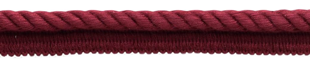 Corde torsadée bordeaux avec rebord passepoil 7m de style passementerie