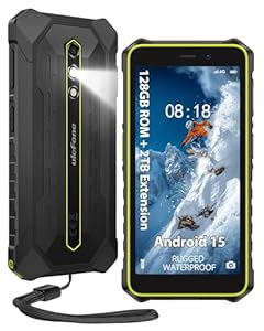 Ulefone RugKing 2 Pro Rugged Smartphone, 128GB/2TB TF, Android 15 Armor Phone, 5.45" Tough Screen, IP68 Waterproof Outdoor SIM Free Mobile Phones Unlocked, 4G 3-Card Slot, Dock Charging, NFC, Green