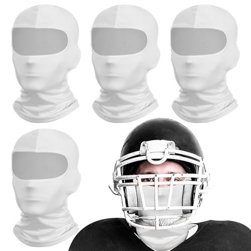 Eurzom 4 Pcs Football Balaclava Ski Mask Cooling Sports Full Face Mask UV Protector for Youth Football Accessories Gifts(White)