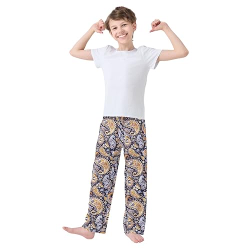 Pajama Pants Blue Yellow Paisley PJ Bottoms Sleepwear Lounge Sleep Pant with Pockets2
