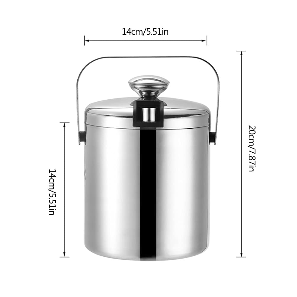 Eiskübel/Eisbehälter 1.3l Eiskübel mit Deckel und Filter Edelstahl EIS Eimer Doppelwand Eiswürfel Container Bar Home Ice Eimer Eiswürfelbehälter