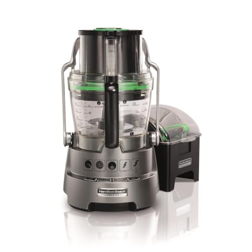 Hamilton Beach Food Processor, 3.3L Bowl Capacity, 600W, Big-Mouth Feed Tube, Stack and Snap, Plastic, Dice, Slice, Shred, Chop, Puree, Knead, Easy Clean, Silver - 70825-SAU