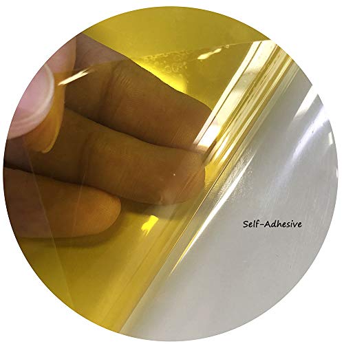 Hohofilm 17.7"X78.7" Colored Window Film Clear Decorative Glass Tint Sun Blocking Heat Control Self Adhesive Window Tint For Building Residential(Yellow) #TOP3