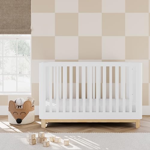 image for Storkcraft Santos 3-in-1 Convertible Crib (White with Natural) – GRE