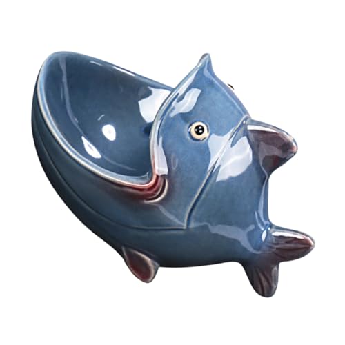 PRETYZOOM Assiette À Fruits en Céramique Plat À Bijoux Organisateur en Forme De Poisson Bleu Marine Accessoire Décoratif pour La Maison