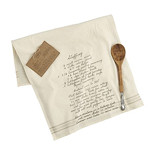 Mud Pie Thanksgiving Sides Recipe Towel and Wooden Spoon Set,
