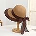 JINFENGAN Women's Beach Sun Shading Straw Hat UPF 50+ Sunscreen Sun Hat with Wind Lanyard Summer UV Hat (US, Alpha, One Size, Yellowish Brown)