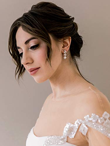 SWEETV Cubic Zirconia Wedding Earrings for Brides Bridesmaids, Elegant Marquise Bridal Dangling Earrings, Crystal Drop earrings for Women Jewelry Gifts4