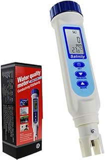 Pen Type Salinity Temp Meter Probe Sensor Tester Monitor Measurement Checker ATC NaCl 100 PPT / 9999 ppm / 10% / 0.95-1.08 SG for Water Quality Pond Pool Aquarium Saltwater Seawater Drinking Water