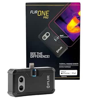 FLIR ONE Pro - Cámara termográfica para smartphones iOS (iPhone 14 y anteriores con puerto Lightning), súper resolución de 320 x 240 (IR nativo de 160 x 120)