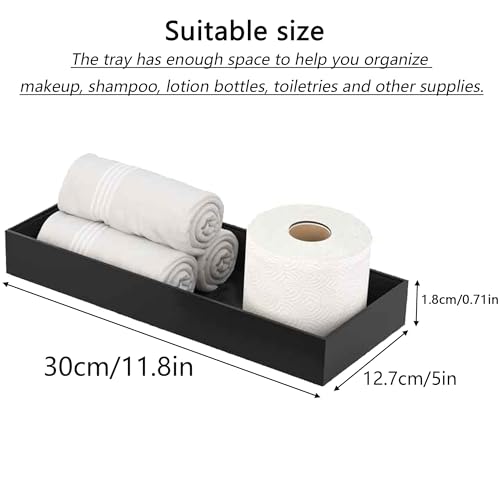 Silikon Schwarz Deko Tablett Länglich - Badezimmer-Organizer Für Theke, Aufbewahrungs-Waschtisch, Kosmetik-Schmuck-Organizer Für Kerzen, Seife, Kosmetik