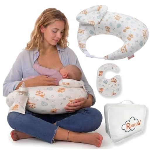 RUGUIES-Cuscino Allattamento- Piccolo Cuscino per l'Allattamento al Seno- Cuscino Antireflusso Aggiuntivo per Sollevare la Testa del Bambino a 45º - Rivestimento Lavabile e Regolabile in Vita.
