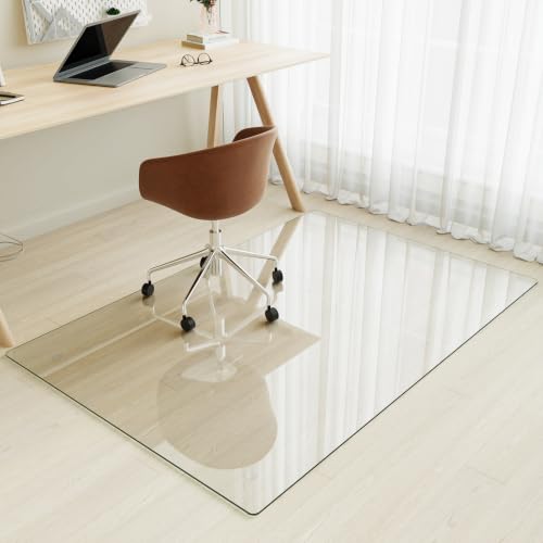 Image of [Tempered Glass] 32 inch x 54 inch Glass Office Chair Mat for Carpet