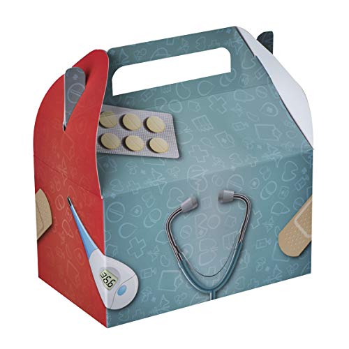 Hammont Paper Treat Boxes - (10 Pack) - Party Favors Treat Container Cookie Boxes Cute Designs Perfect for Parties and Celebrations 6.25" x 3.75" x 3.5" (Doctor/Nurse) - Thumbnail 4