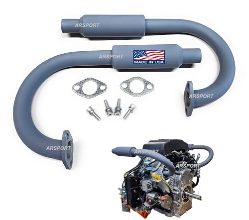 ARSPORT Two Exhaust pipes mufflers For Predator 670cc V-Twin, solid piece along with the muffler, 1.25" ID Flexible tubing compatible.