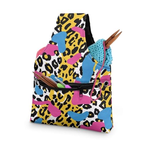Image of Zebra Print Yarn Bag Small Yarn Storage Bag for Crocheting Hook Organizer Knitting Crochet Tote Bag Women Yarn Storage Bag Knitting and Crochet Supplies Small