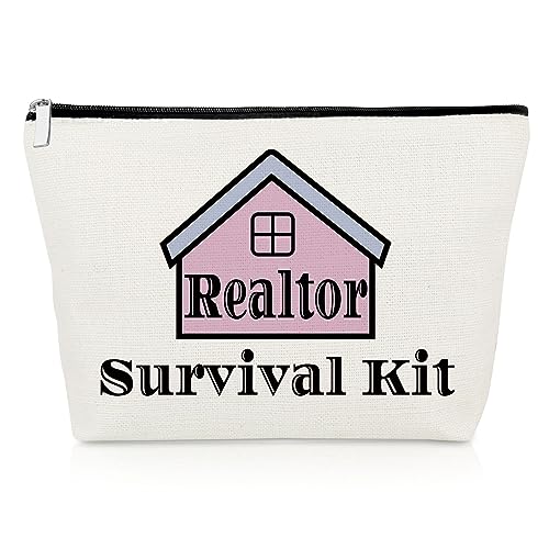 Realtor Makeup Bag Closing Gifts for Realtor Appreciation Gift for Broker Salesman Agent Real Estate Agent Gifts Cosmetic Bag Christmas Birthday Present for Realtors Friend Thank You Cosmetic Pouch