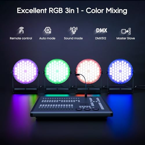Image of BETOPPER Par Lights with Remote Control, 54x3W LED RGB 3-in-1 Stage Lights DMX DJ Lighting Fixtures, Superior Brightness Strobe Light & Wash Light for Party, Concert, Church, Wedding, Bar,1 Pack
