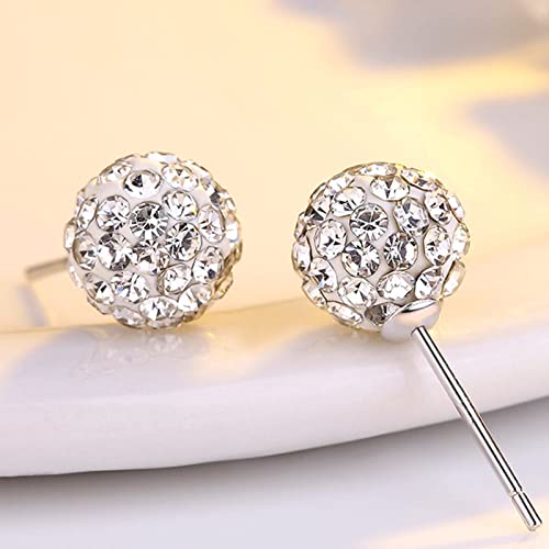 BG&WLing 3 Pieces Crystal Ball Stud Earrings Set for Women, 3 Different Size Sparkle Disco Ball Earring Studs3