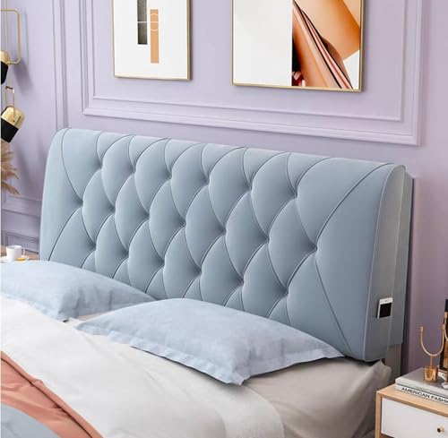 MGEMJMJ Almohada grande para cama de día, almohada de pared, cojín de cama, almohada de lectura, respaldo de apoyo lumbar con funda extraíble para cabecero (tamaño: 150 cm, color: azul gris)