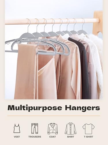 Image of HOUSE DAY Grey Plastic Hangers 50 Pack, Slim Space Saving, Non Slip Hangers with Rubber Pads, Sturdy Heavy Duty Coat Hanger for Closet, S-Shaped Clothes Hanger for Shirt, Suit, Pant, Skirt