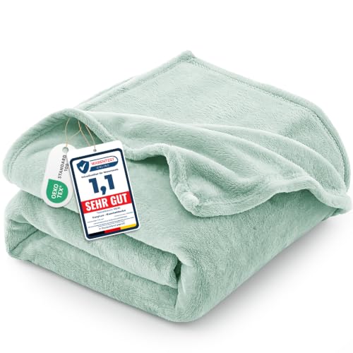 CozyLux Kuscheldecke Flauschig Decke 220x240 cm Salbeigrün – Ansicht 1