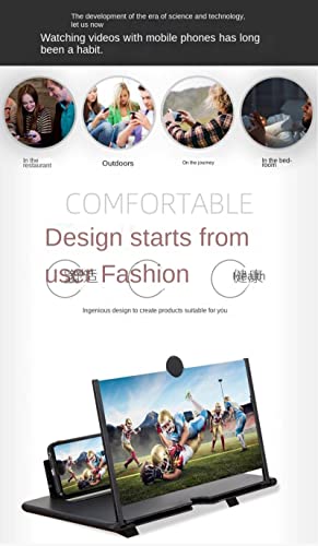 Mbeta 14In Smart Phone Screen Amplifier Pull-Out Creative Stretch 3D Phone Magnifier Stand Amplifier, Adjustable Angle Mobile Phone Screen Magnifier, Video Game For Smart Phone Black/White/Red #TOP5